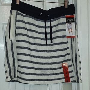 Jones New York Women's Navy and White Striped Mini Skirt